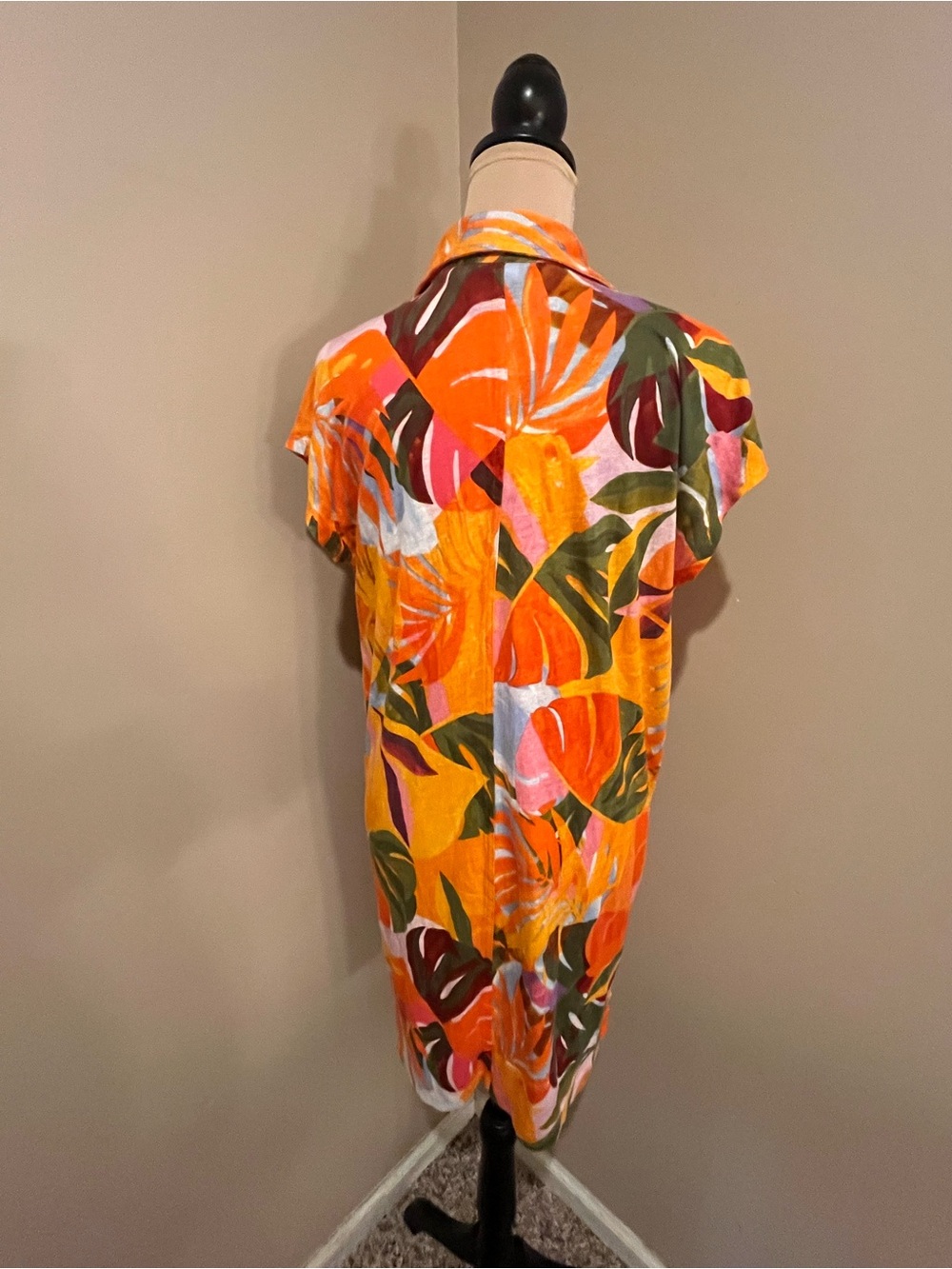 C&C California Orange Tropical Leaf Print Swim Cover-Up - Picture 2 of 7